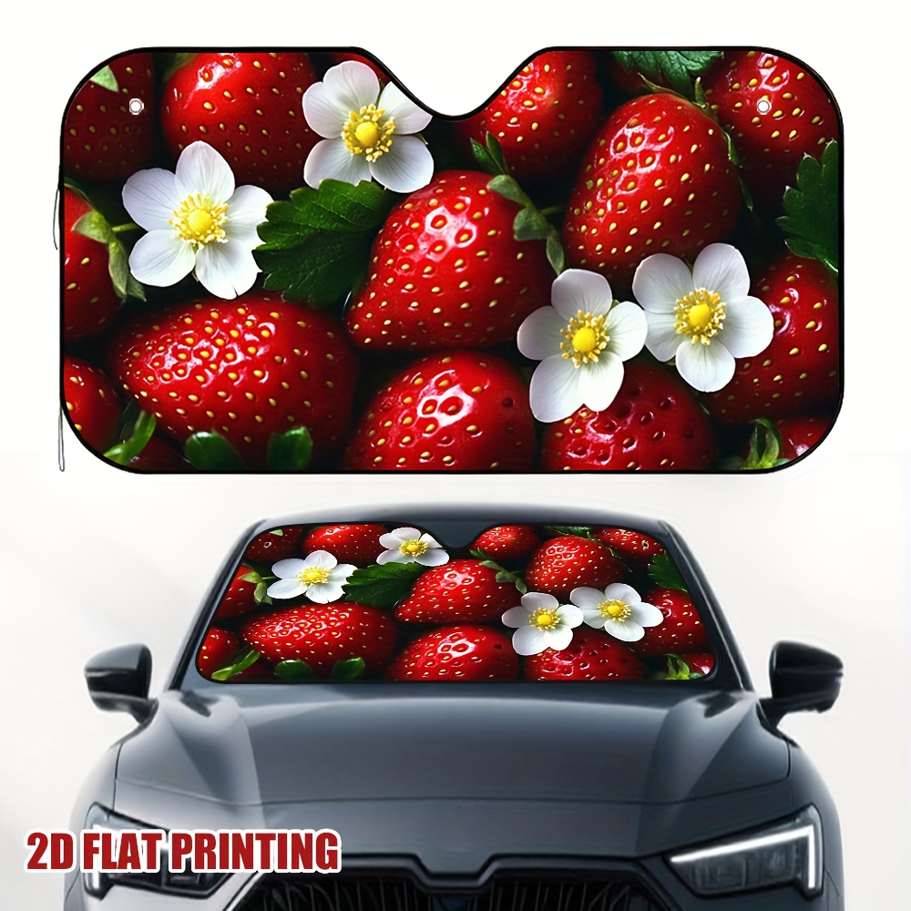 Car Accessories You Must Have - 1 stuk aardbeien en bloesems autozonnescherm,